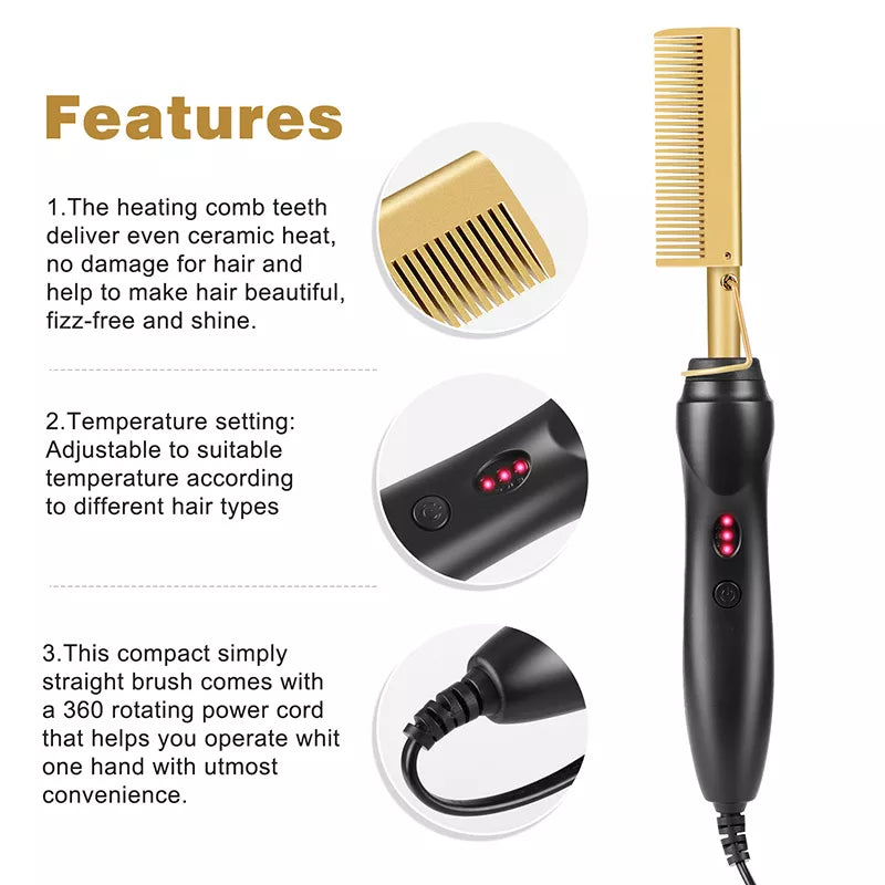 2-in-1 Electric Hair Straightener & Curler Brush