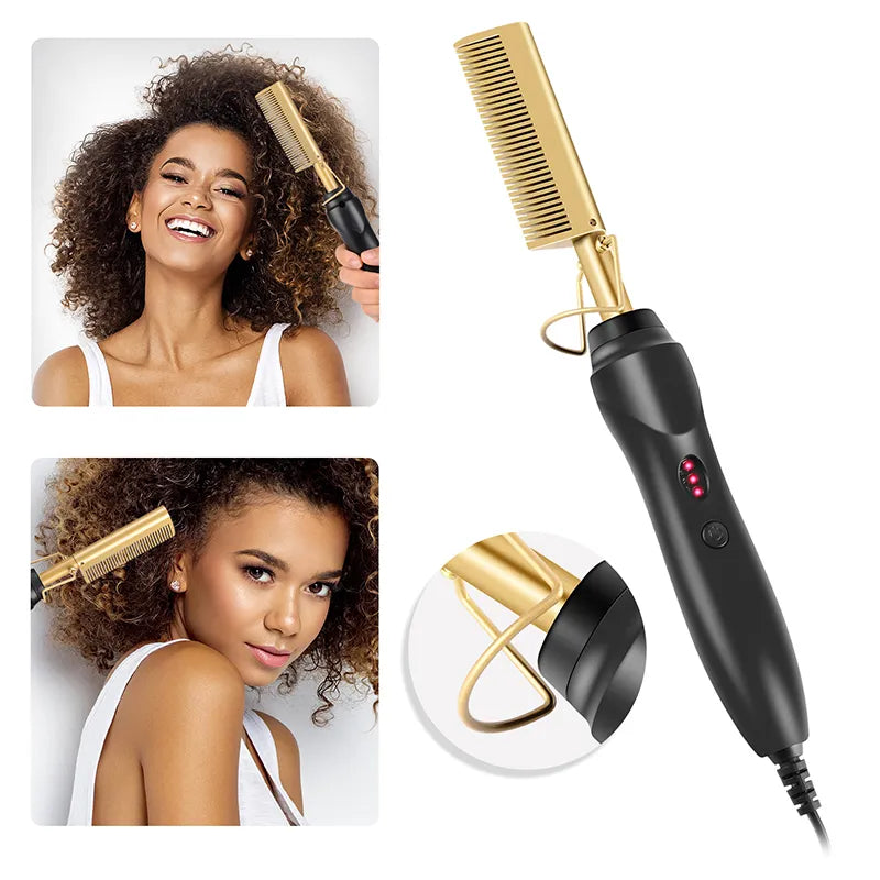 2-in-1 Electric Hair Straightener & Curler Brush