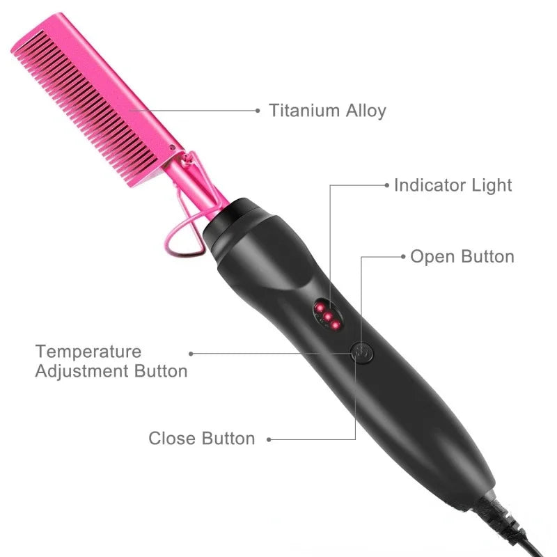 2-in-1 Electric Hair Straightener & Curler Brush